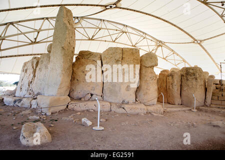 Hagar Qim, tempio megalitico complesso, Malta Foto Stock