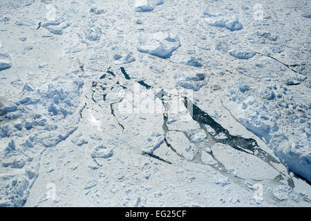 La Groenlandia, Ilulissat, Sermeq Kujalleq, close up di rompere il ghiaccio in Groenlandia icecap. Foto Stock