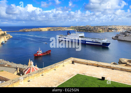 La Valletta, vista dall'alto Barracca gardens, Malta Foto Stock