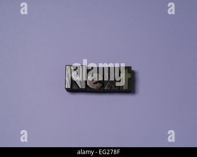 "Next" stampanti in legno tipo didascalia Foto Stock