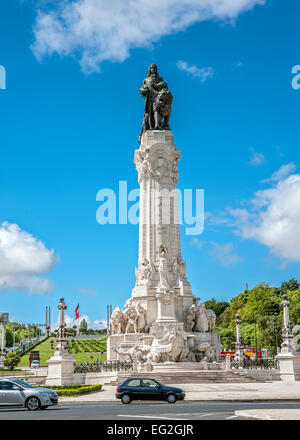 Il Portogallo, Lisbona . Avenida da Liberdade , monumento al Marchese di Pombal . Foto Stock