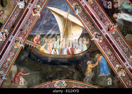 Affresco all'interno della chiesa di Santa Maria Novella, Firenze, Toscana, Italia Foto Stock