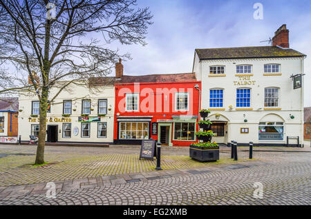 Il vecchio centro storico di droitwich spa famosa come un sale città mineraria e thermal bath spa città vecchia,storico patrimonio,,costruzione,arch Foto Stock