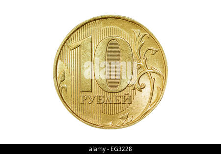 Isolato 10 rubli coin Foto Stock