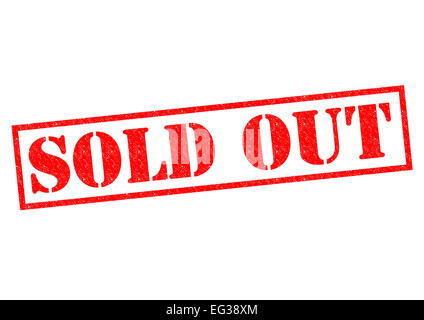 SOLD OUT rosso timbro di gomma su uno sfondo bianco. Foto Stock