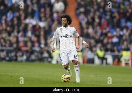 Madrid, Spagna. Xiv Feb, 2015. Marcelo (reale) Calcio/Calcetto : spagnolo "Liga BBVA' match tra il Real Madrid CF 2-0 RC Deportivo al Santiago Bernabeu di Madrid in Spagna . Credito: Mutsu Kawamori/AFLO/Alamy Live News Foto Stock