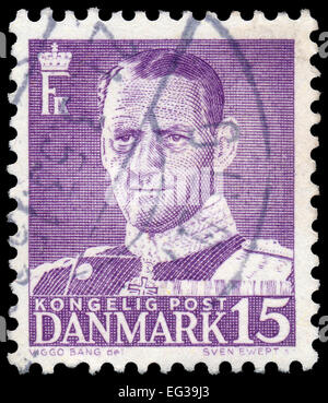 Danimarca - circa 1950: un timbro stampato in Danimarca, mostra ritratto di Frederik IX del 1950 circa Foto Stock