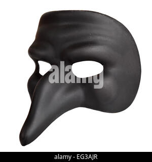 Tradizionale Maschera di Venezia con grande naso isolato su sfondo bianco Foto Stock