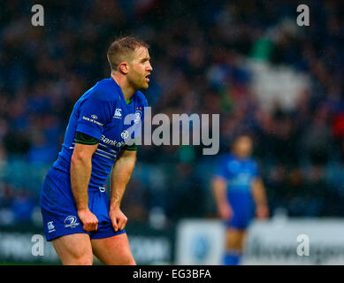 Dublino, Irlanda. 15 Feb, 2015. Guinness Pro12 campionato. Leinster contro draghi. Luke Fitzgerald (Leinster) Credito: Azione Sport Plus/Alamy Live News Foto Stock