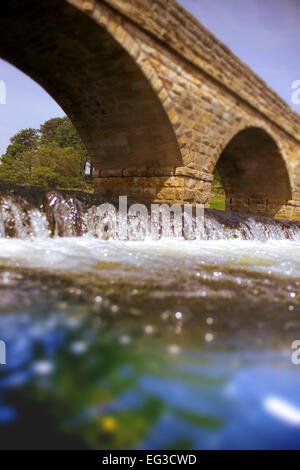 Ponte sul fiume Coquet a Paperhaugh vicino a Rothbury, Northumberland Foto Stock