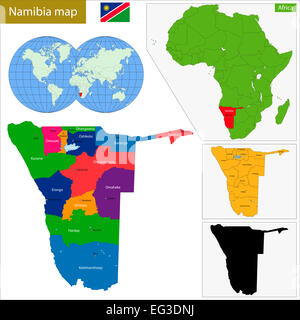 Mappa di Namibia Foto Stock