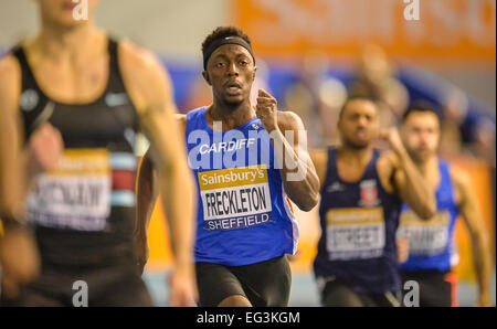 Sheffield, Regno Unito. 15 Feb, 2015. British Indoor Athletics Championship. Morpeht Lemarl competere nel 200m. © Azione Sport Plus/Alamy Live News Foto Stock