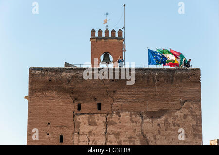 Torre de la Vela all'interno del Complesso Alhambra di Granada, Andalusia, Spagna. Foto Stock