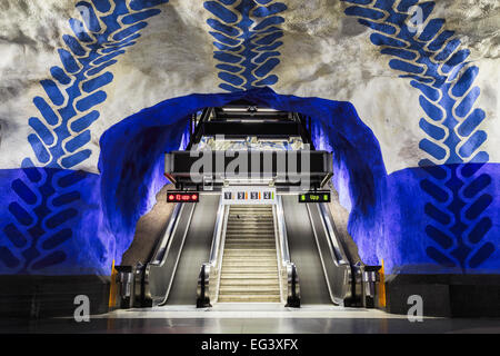 T-Centralen (stazione centrale) in metropolitana stazione della metropolitana sulla linea blu a Stoccolma in Svezia il sistema metropolitano. Foto Stock