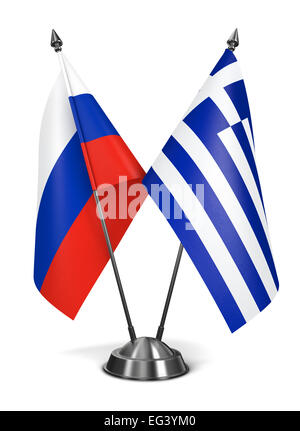 La Russia e la Grecia - Bandiere in miniatura. Foto Stock