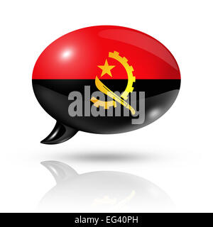 Tridimensionali di Angola flag in un discorso bolla isolato su bianco con tracciato di ritaglio Foto Stock