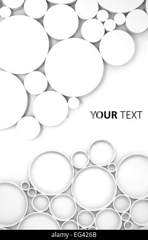 Astratto bianco digitale 3D sfondo con cerchi di sfiato pattern e posto vuoto per il testo Foto Stock