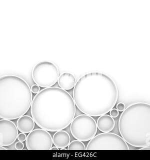 Abstract white digitali 3D sfondo con anelli di sfiato pattern Foto Stock