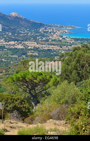 La baia di Calvi, Balagne, Haute-Corse, Corsica, Francia Foto Stock