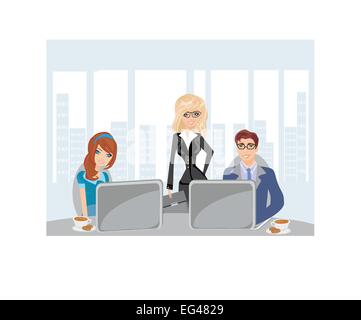 Una riunione in una sala conferenze. Illustrazione Vettoriale