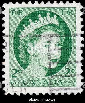 CANADA - 1954 CIRCA: timbro stampato dal Canada, mostra la regina Elisabetta II, 1954 circa Foto Stock