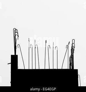 Silhouette di sito in costruzione. Dettaglio della costruzione in corso di sviluppo. Foto Stock