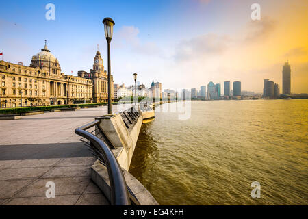 Shanghai, Cina cityscape al Bund. Foto Stock