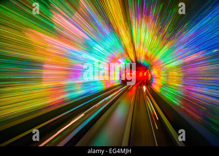 Motion Blur in Shanghai Sightseeing Tunnel. Foto Stock