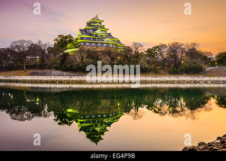 Okayama, Giappone ad Okayama castello sul fiume Asahi. Foto Stock