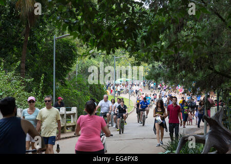 San Paolo, Brasile. 16 febbraio 2015. I visitatori sul passaggio pedonale di questo lunedì pomeriggio al Parco Ibirapuera durante le vacanze di Carnevale a Sao Paulo, Brasile. Credit: Andre M. Chang/Alamy Live News Foto Stock