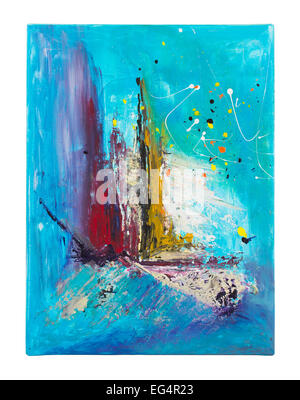 Blu, Rosso, giallo e grigio dipinto astratto Foto Stock