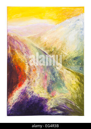Viola, rosso, giallo e verde dipinto astratto Foto Stock