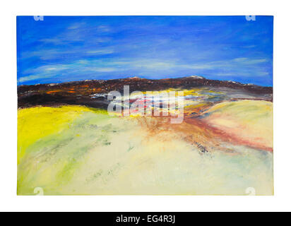 Paesaggio con colline, deserto e cielo nuvoloso pittura Foto Stock