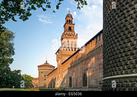 Torri, Castello Sforzesco di Milano, Italia Foto Stock