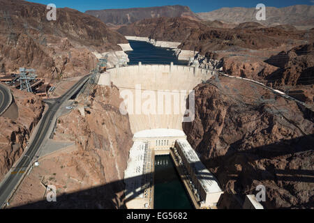 Faccia a valle della diga di Hoover Black Canyon Lake Mead NEVADA USA 10/2014 Foto Stock