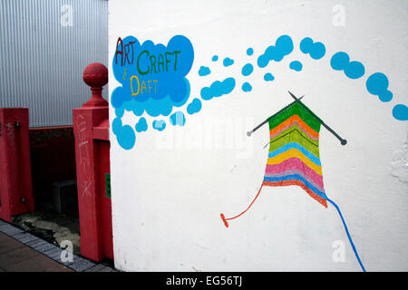 Arte & Daft Craft parete dipinta, Reykjavik, Islanda Foto Stock