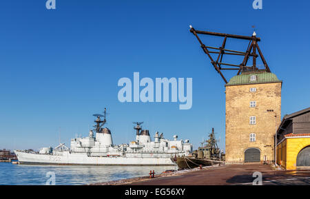 Mastekranen - alberatura a strapiombo, Holmen, Copenhagen, Danimarca Foto Stock