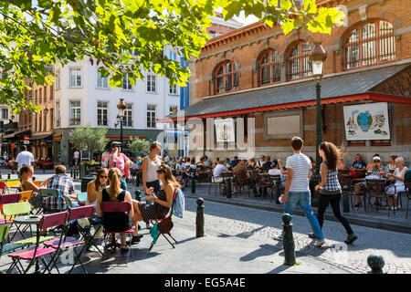 Bruxelles, luogo St Gery a pranzo Foto Stock