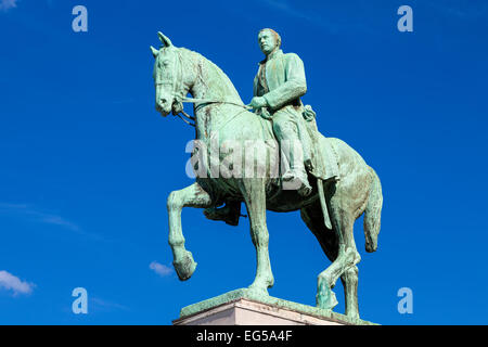 Bruxelles, Statua di re Alberto I del Belgio Foto Stock