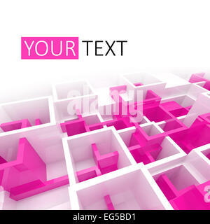 Abstract progettazione 3d con sfondo bianco e viola caotica struttura di celle Foto Stock