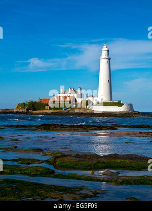 St Mary's Faro Whitley Bay North Tyneside Inghilterra costruiti nel Regno Unito 1898 e chiuso 1984 ora aperta al pubblico come un attrazione turistica Foto Stock