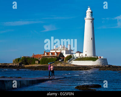 St Mary's Faro Whitley Bay North Tyneside Inghilterra costruiti nel Regno Unito 1898 e chiuso 1984 ora aperta al pubblico come un attrazione turistica Foto Stock