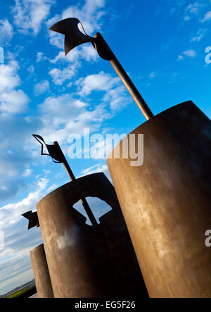 Sandcastle sculture sul lungomare a Whitley Bay resort sul mare in North Tyneside Tyne and Wear England Regno Unito Foto Stock