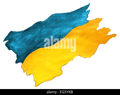 Bandiera acquerello ucraina nazione ucraina disegno spazzolata nat Foto Stock