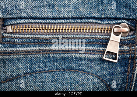 Closeup colpo di jeans zipper Foto Stock