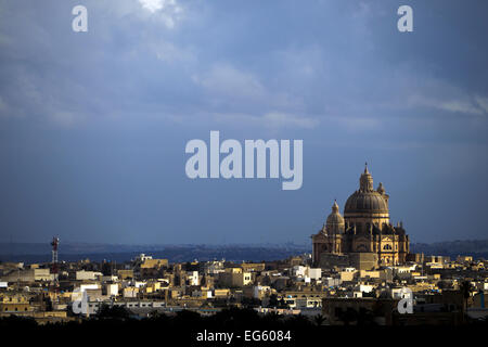 Rotunda chiesa parrocchiale dedicata a San Giovanni Battista di Xewkija - Isola di Gozo, Malta Foto Stock