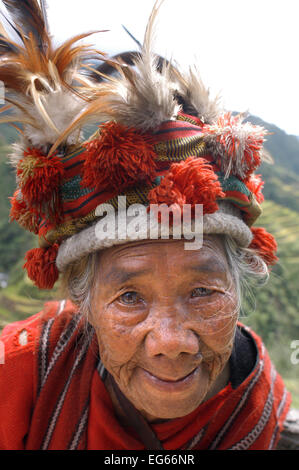 Le donne della tribù Ifugao. Terrazze di riso. Punto di vista. Banaue. Northern Luzon. Filippine. Banaue (o in alternativa scritto come B Foto Stock