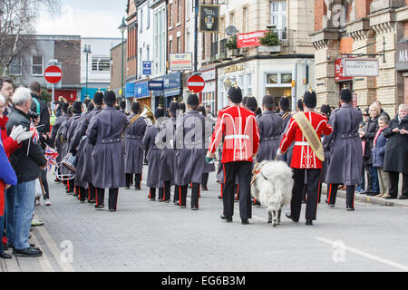 Crewe, Cheshire, Regno Unito. 18 Febbraio, 2015. Soldati del reggimento Mercian sono onorati con la libertà di borough di Crewe il 17 febbraio 2015 Credit: Simon Newbury/Alamy Live News Foto Stock