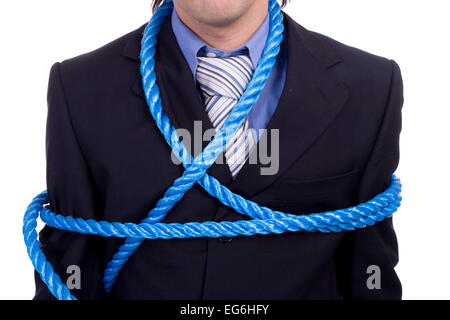 Dettaglio di un legato business man, isolato su bianco Foto Stock