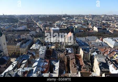 Vista generale del centro cittadino di Lviv, Ucraina, 17 febbraio 2015. Foto: Andreas Gebert/dpa Foto Stock